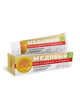 Натуральный бальзам с пчелиным воском и подорожником «Крымский лекарь • Медовый» - При ссадинах и трещинах